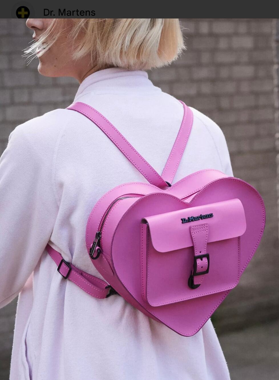 Dr. Martens Heart Bag Thrift Pink Coated Leather Crossbody Backpack